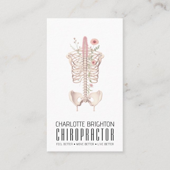 Floral Skeleton Chiropractor Appointment & Business Card (Front)