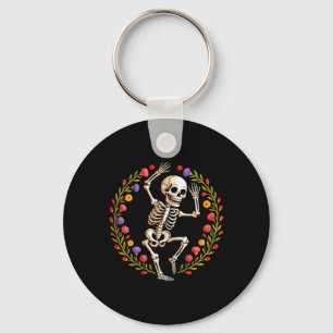 Floral Skeleton Funny Goth Halloween Costume For W Key Ring
