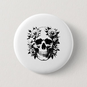 Floral Skeleton Graphic T Gothic Clothes For Women 6 Cm Round Badge