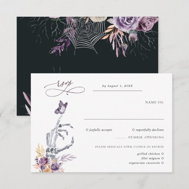 Floral Skeleton | Halloween Wedding RSVP (Front/Back)