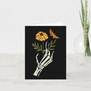 Floral Skeleton Hand Flower Retro Vintage Hallowee Card