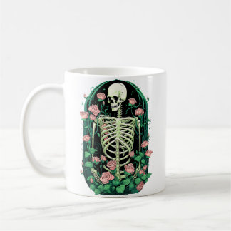 Floral Skeleton Roses Surreal Gothic Gardening Pla Coffee Mug