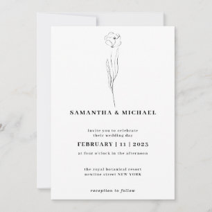 Floral Sketch Clear Indie Botanical Invitation