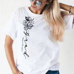 Floral Sketch Modern Grad Script Personalised Grad T-Shirt<br><div class="desc">Beautiful elegant grad floral t-shirt design. Our design features the word "grad" written in an elegant calligraphy font. Our beautiful sketch floral bouquet extends from the grad. Customise with the grad's name and graduation year. Designed by Moodthology Papery</div>