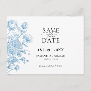 Floral Sketch Save the Date Announcement Postcard