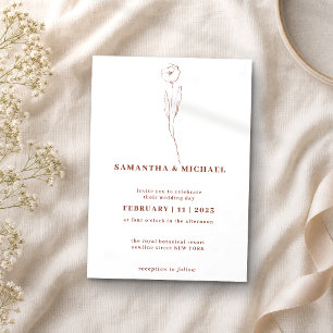 Floral Sketch Terracotta Indie Botanical Invitation