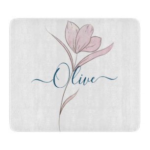 Floral Sketch watercolor Personalised  Cutting Board
