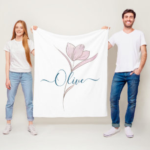 Floral Sketch watercolor Personalised Fleece Blanket
