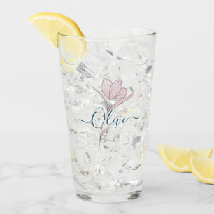 Floral Sketch watercolor Personalised  Glass