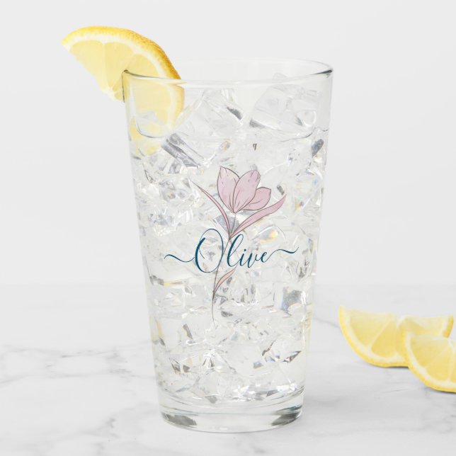 Floral Sketch watercolor Personalised  Glass (Front Ice)