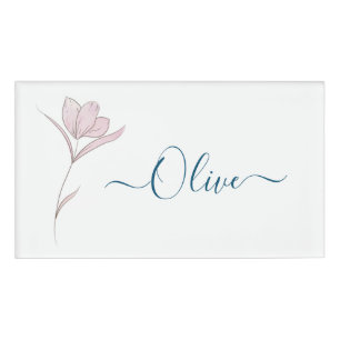 Floral Sketch watercolor Personalised  Name Tag