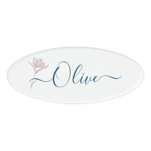 Floral Sketch watercolor Personalised  Name Tag