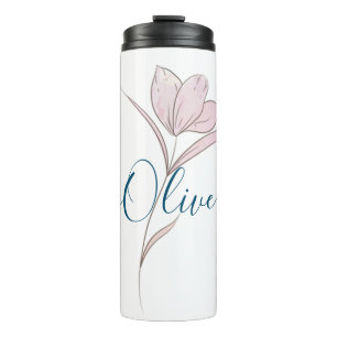 Floral Sketch watercolor Personalised  Thermal Tumbler