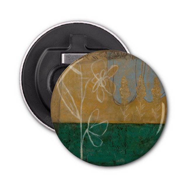 Floral Sketch with Wildflower and Plants Bottle Opener (Front)