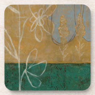 Floral Sketch with Wildflower and Plants Coaster