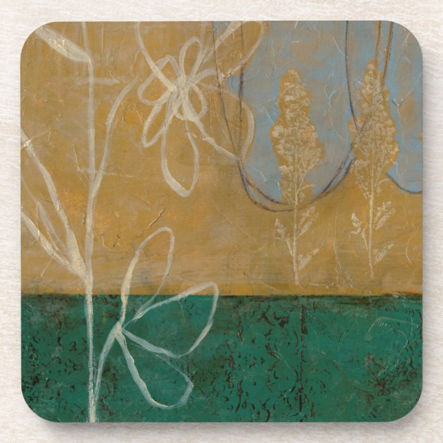 Floral Sketch with Wildflower and Plants Coaster (Front)
