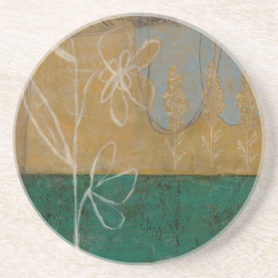 Floral Sketch with Wildflower and Plants Coaster