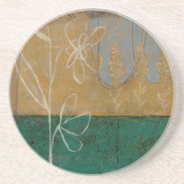 Floral Sketch with Wildflower and Plants Coaster (Front)