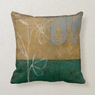 Floral Sketch with Wildflower and Plants Cushion