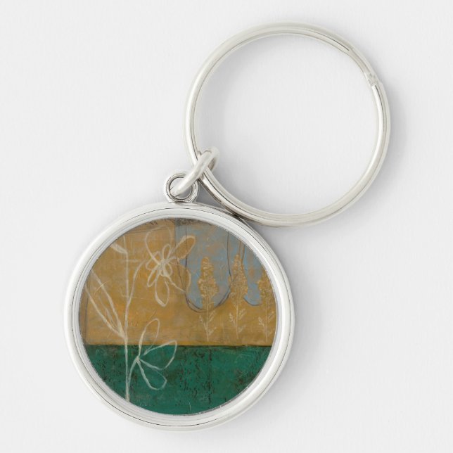Floral Sketch with Wildflower and Plants Key Ring (Front)