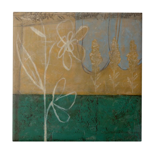 Floral Sketch with Wildflower and Plants Tile (Front)