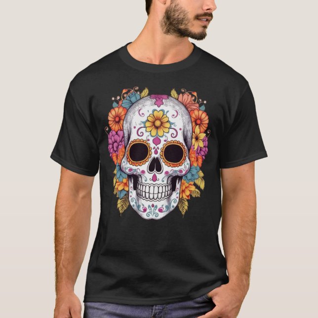 Floral Skull 15 T-Shirt (Front)