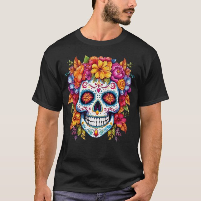 Floral Skull 9 T-Shirt (Front)