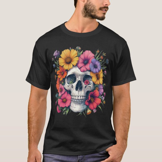 Floral Skull Aesthetic  T-Shirt (Front)