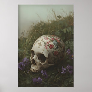 Floral Skull Art Printable Dark Academia Witchy Poster