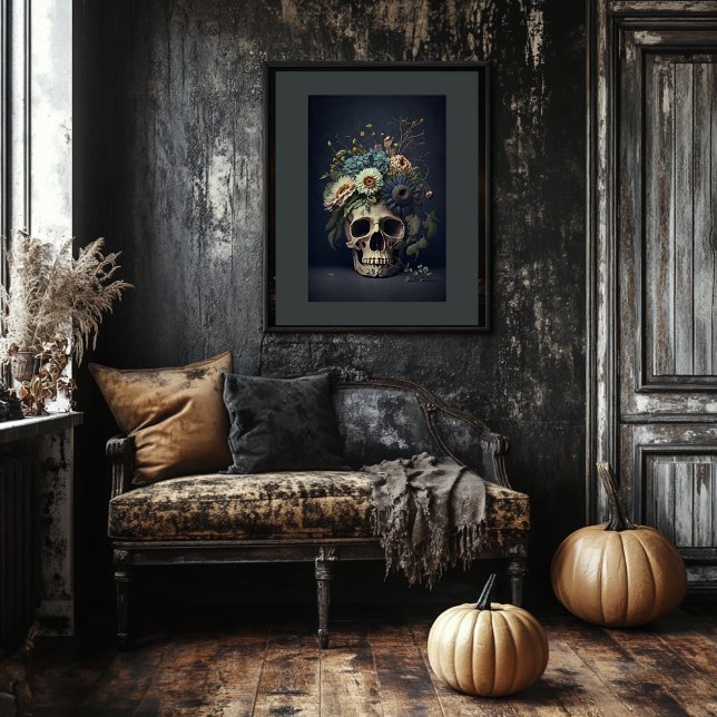 Floral Skull Art - Vintage Style Gothic Poster (Creator Uploaded)