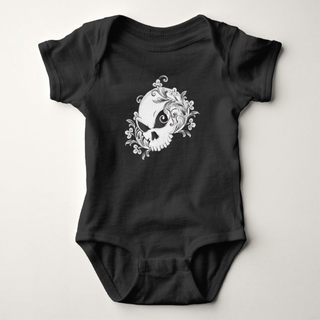Floral Skull Baby Bodysuit (Front)