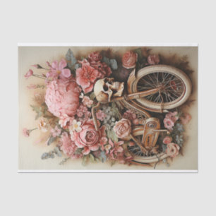 Floral Skull Bicycle Watercolor Decoupage Tissue Paper