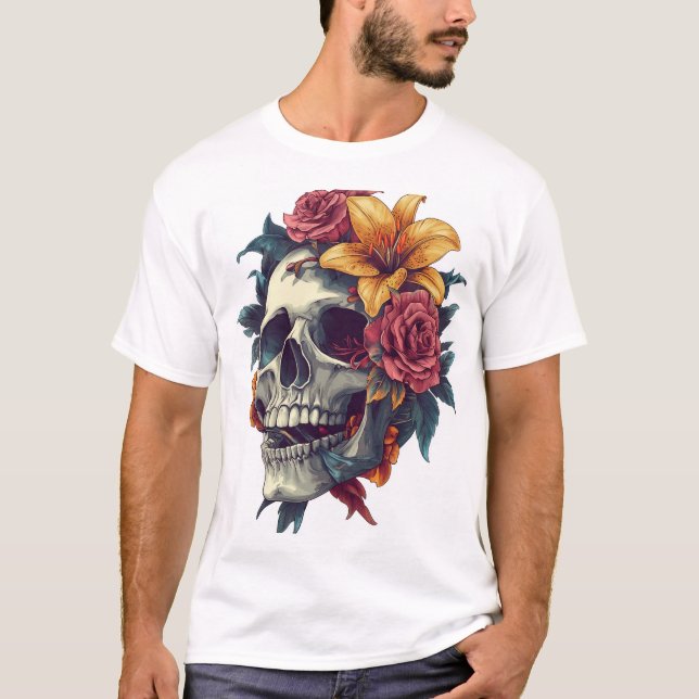 Floral Skull Bloom T-Shirt (Front)