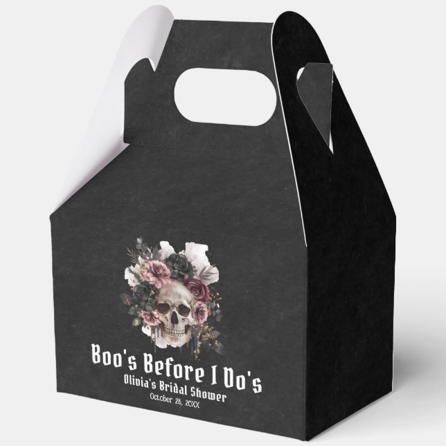 Floral Skull Boo's Before I Do's Bridal Shower Favour Box (Front)