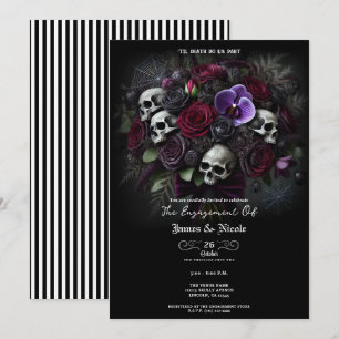 Floral Skull Bouquet Gothic Halloween Engagement Invitation