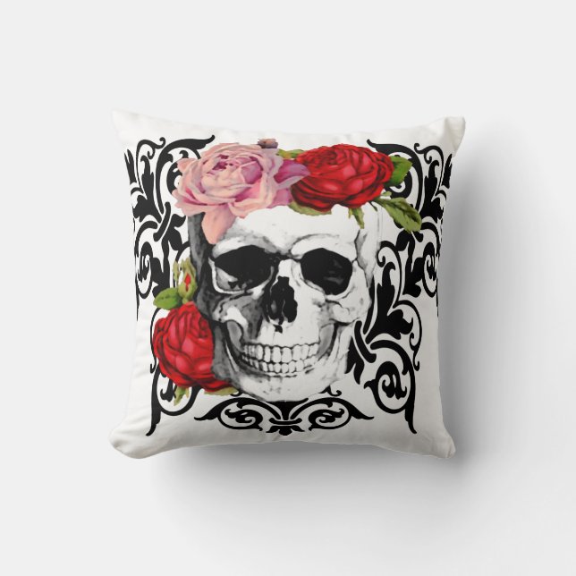 floral skull cushion (Front)