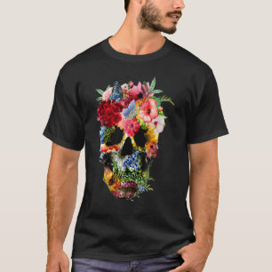 Floral Skull Dead Sugar Skull For Women Flower Sku T-Shirt