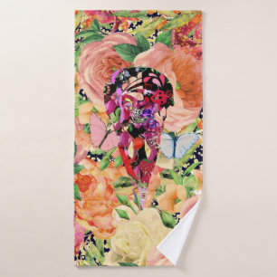 Floral Skull design Bath Towel