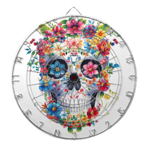 Floral Skull Design Dartboard