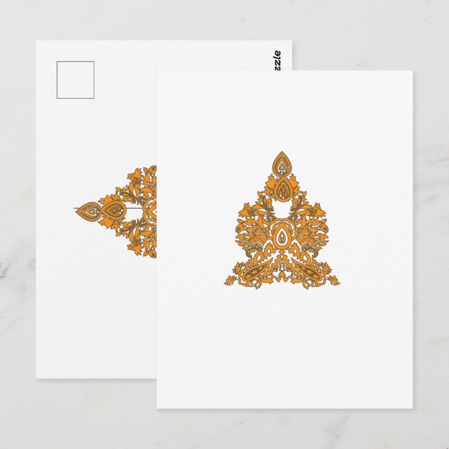Floral Skull Design | Gothic Red Black Art Pattern Postcard (Front/Back)