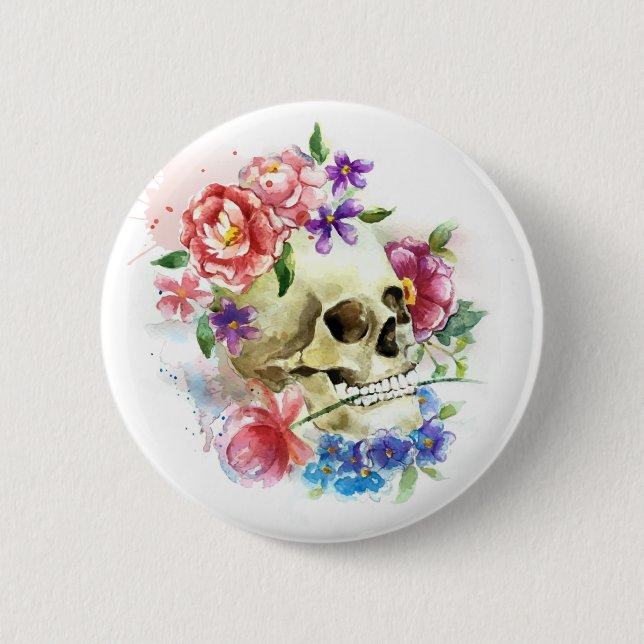 Floral Skull Dia de los Muertos | Button (Front)