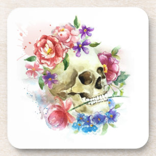 Floral Skull Dia de los Muertos Coaster