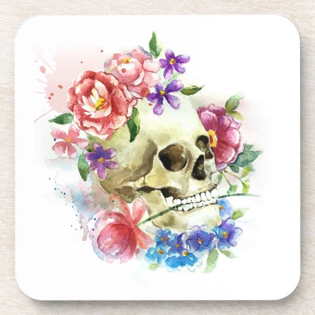 Floral Skull Dia de los Muertos | Coaster (Front)