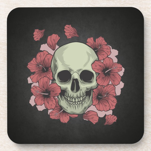 Floral Skull Dia de los Muertos | Coaster (Front)