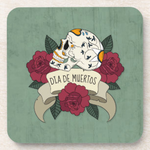Floral Skull Dia de los Muertos Coaster