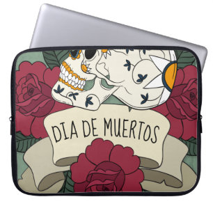 Floral Skull Dia de los Muertos Laptop Sleeve