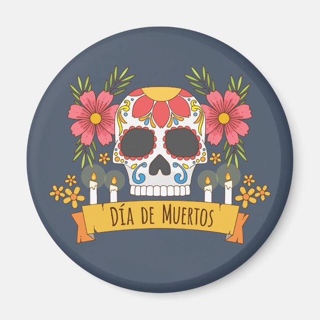 Floral Skull Dia de los Muertos | Magnet (Front)