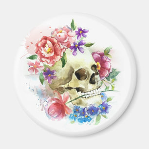 Floral Skull Dia de los Muertos   Magnet