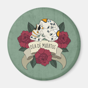 Floral Skull Dia de los Muertos   Magnet