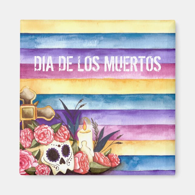 Floral Skull Dia de los Muertos | Magnet (Front)